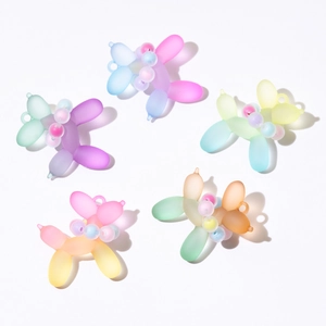 Frosted resin balloon dog pendants in assorted candy colors for DIY jewelry making