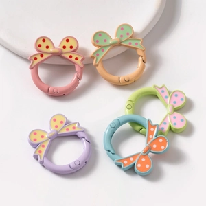 Alloy Polka Dot Strik Veergesp O-Ring Macaron Kleuren Gelakt DIY Sieraden Accessoires Sleutelhanger Tas Verbinding Ring