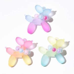 Three gradient matte resin balloon dog charms for DIY jewelry and phone chains