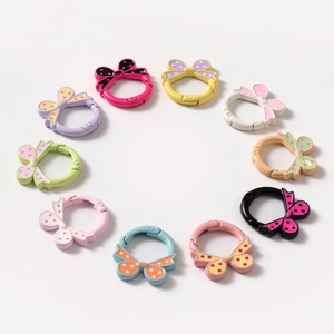 Kleurrijke strik-veerringen in 10 macaronkleuren voor DIY-sleutelhangers en sieraden