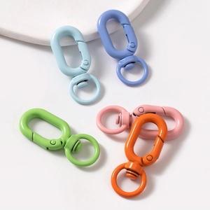 Colorful matte 8-shaped swivel spring rings for DIY keychains in five pastel colors