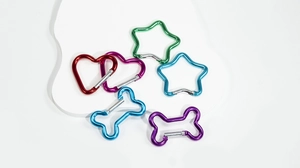 Colorful heart star and bone shape aluminum carabiner clips for DIY keychains
