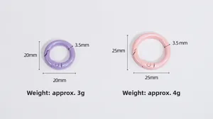 Detailed comparison of 20mm and 25mm pearlescent spring rings with 3.5mm thickness