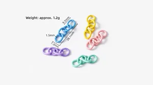Macro detail of macaron-colored alloy chain links with dimensions of 28.1mm