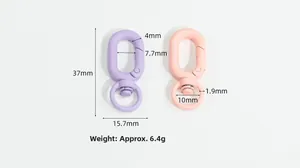 Macro detail of matte pastel spring buckles with precise dimensions and 37mm total height