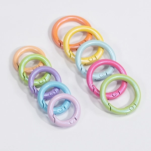 Macaron pearlescent metal spring O-rings in various colors for DIY keychains and bags
