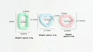 Detailed size and weight specs for macaron alloy spring ring clasps in heart and flower shapes