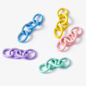 DIY colorful alloy chain links in five macaron shades including blue pink and yellow