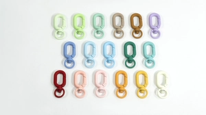Colorful matte oval spring clasps for DIY keychains in 17 different vibrant pastel shades