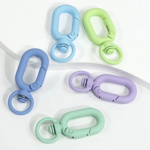 Colorful matte oval spring ring carabiners in macaron shades for DIY keychains
