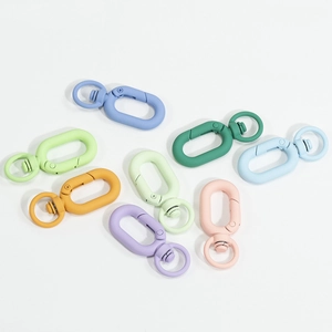 Matte colorful spring snap hooks with 360-degree rotating base for DIY keychains