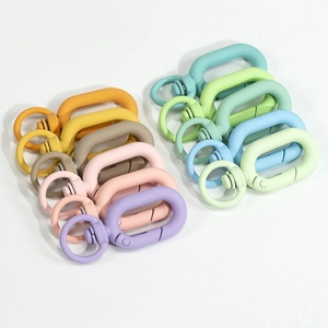 Matte finish macaron colorful spring ring hooks with swivel loop for DIY keychains