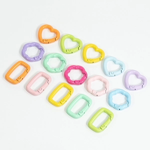 Legierung Lack Macaron Farbe Federring Verschluss Herz Blume Rechteck Form Verbinder DIY Schmuck Schlüsselbund Zubehör