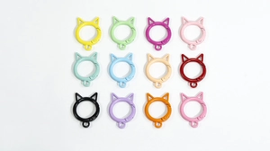 Cat ear spring ring connectors in 12 assorted colors for DIY keychain making