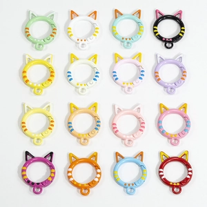 Cat ear spring buckles in 16 macaron colors for DIY keychains and craft accessories