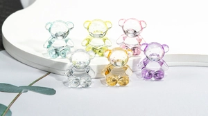 Colorful acrylic bear beads for DIY jewelry making in various translucent candy tones