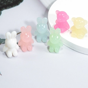 Mix of colorful acrylic cartoon bear and rabbit beads for DIY jewelry and crafts