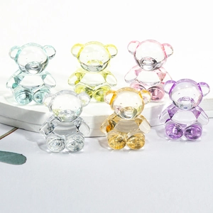 Set of colorful acrylic bear beads in six transparent crystal colors for DIY jewelry making