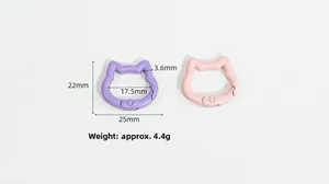 Detailed dimensions of cat-shaped spring ring connectors for DIY keychain accessories