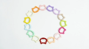 Cat shaped spring snap hooks in fifteen assorted matte colors for DIY keychains