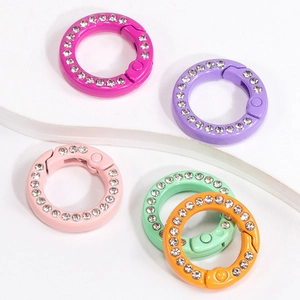 Colorful rhinestone spring ring buckle set in candy colors for keychains and accessories