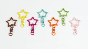 Star-shaped colorful metal snap hooks and split rings for DIY jewelry accessories set