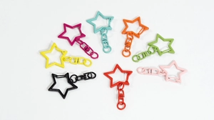 Colorful star-shaped metal keychains and DIY lobster clasps in 8 matte paint finishes