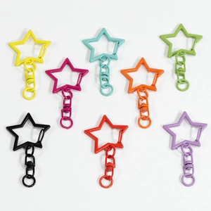 Colorful star-shaped metal lobster clasps and keyrings for DIY bag accessories