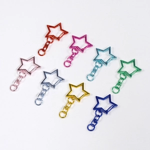 Colorful star-shaped metal snap hook keychain sets with 360-degree swivel lobster clasps