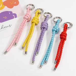 Hand Woven Cord Knot Keychain Minimalist Leather Cord Pendant For Bag Phone DIY Backpack Accessories Stylish Key Strap Unisex