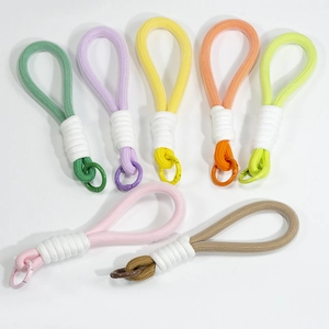 Handmade macaron braided lanyard set in multiple colors with sturdy metal ring clips
