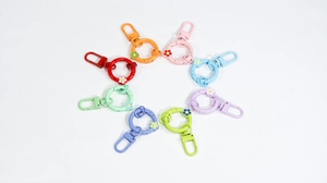Colorful floral metal spring ring gate buckles in 8 colors for DIY keychains
