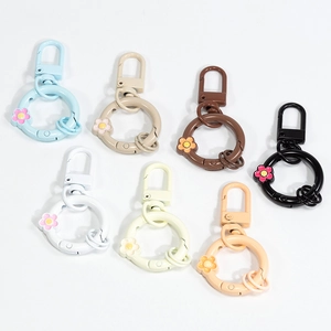 Flower spring ring gate buckle set in multiple colors for DIY keychain accessories