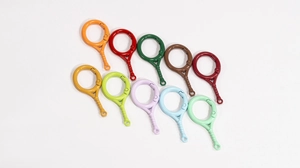 Set of 10 colorful alloy tennis racket spring snap hooks for DIY keychain accessories
