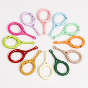Tennis racket spring buckle keychain rings in 12 colors for DIY accessories