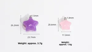 Maatvergelijking van paarse en roze sterhangers in de maten 26,2 mm en 20,6 mm