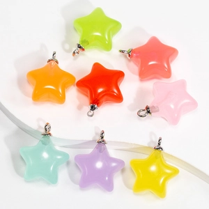 Pendentifs Étoile Pentagramme en Acrylique Couleur Bonbon Gelée pour DIY Bijoux Porte-clés Accessoires de Sac Fournitures