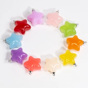 Pendentifs étoiles en acrylique coloré avec anneaux pour bijoux DIY et sacs