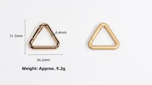 Detailed dimension guide for triangle spring snap hooks with 31.5mm height and 9.2g weight