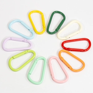 Alloy D-Shaped Carabiner Spring Gate Keychain Hook For DIY Jewelry Making Backpack Clip Connector Macaron Colors