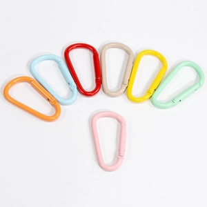 Colorful D-shaped spring carabiners in matte aluminum for DIY keychain accessories