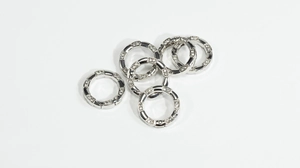 Set of six round silver spring rings with clear stones for DIY jewelry making