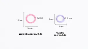 Size specifications of 10mm and 8mm colorful painted iron open rings for DIY crafts