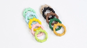 Colorful floral wave-textured spring gate rings with decorative bow knots for DIY crafts