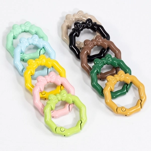 Alloy Lacquered Bowknot Spring Buckle Circular Open O-Ring Connector For DIY Jewelry Making Handbag Keychain Accessories