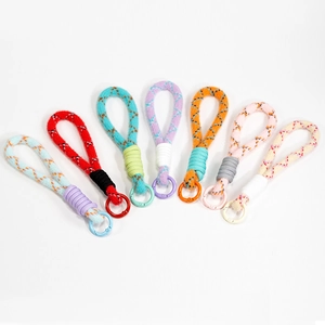 Bunte gewebte Handgelenkschlaufen im Boho-Stil für Handys und Taschen mit Federring