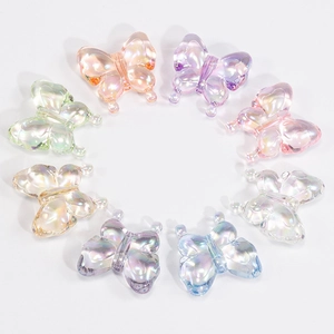 Colorful iridescent acrylic butterfly beads for DIY jewelry and phone chain making