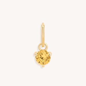 Minimalistische roestvrijstalen ronde hanger met een ronde gele zirkonia zetting