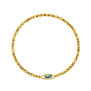 Bracciale Minimalista in Acciaio Inossidabile Placcato Oro Con Pietra Natale Donna Catena Perline Tonde Con Strass Rettangolare Regalo