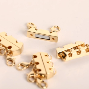 Magnetic Necklace Clasp Layered Jewelry Connector Copper Gold Silver Plated Lobster Clasp Anti Tangle Multi Strand Necklace Separator DIY Jewelry Making Findings